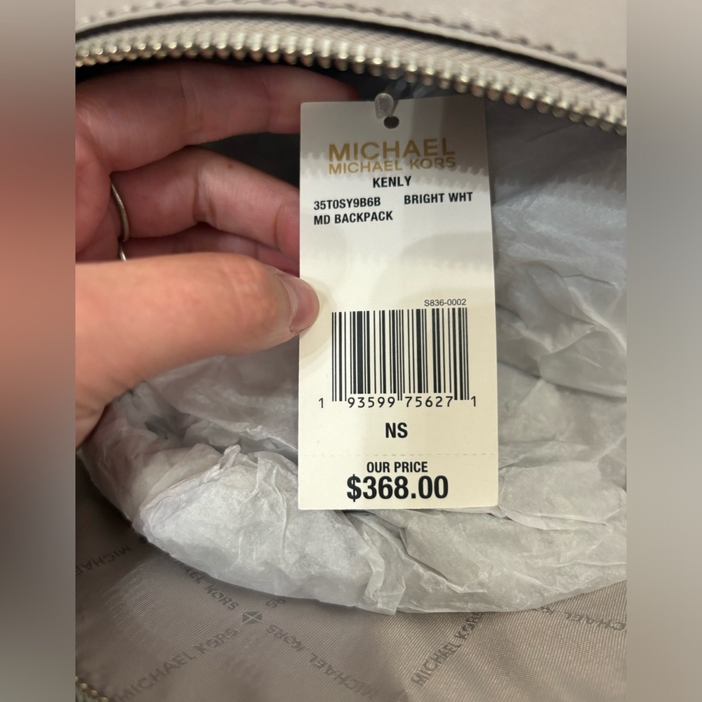 Michael Kors NWT! White and Gray Logo Backpack - Picture 7 of 7